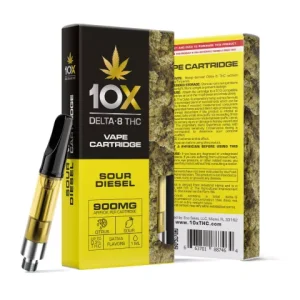 D8 Vape Cart - 900mg - Sour Diesel - Sativa - 1ml - 10X