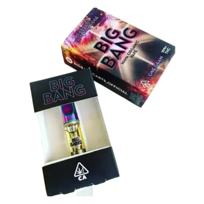 Big Bang 1G cannabis cartridge showcasing its robust design and premium cannabis extract for a powerful and flavorful vaping experience.