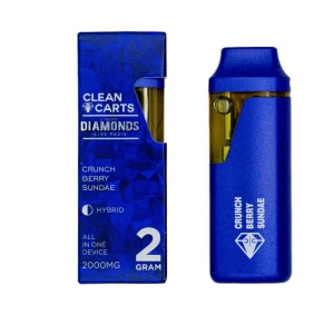 CLEAN CARTS Liquid Diamond Live Resin Disposable Vape (2000MG) Crunch Berry Sundae edition, highlighting the sleek, modern design and premium packaging.