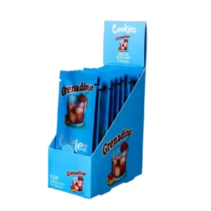 Grenadine Delta 8 disposable vape pens, infused with live terpenes, featuring 1g capacity in a convenient 10-pack.
