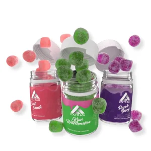 Delta Extrax THCh, THCjd Lights Out Gummies displayed on a white background, showcasing 3500mg of premium THC for ultimate relaxation.