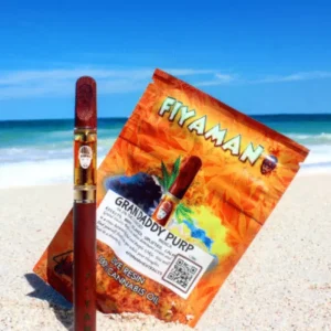 Fiyaman Granddaddy Purp Vape Cartridge showcasing its sleek design and premium cannabis oil for a smooth indica experience.
