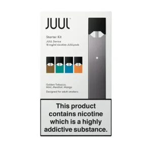 Juul Pods Starter Kit including a sleek device, USB charger, and a selection of flavors for a complete vaping solution.