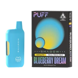 Puff Shadow Collection disposable vape featuring 3000mg of THC, designed for smooth and potent cannabis experiences.