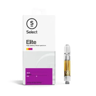 A Select Elite Granddaddy Purple 1G vape cartridge filled with potent, high-quality THC oil, ideal for relaxation and flavor enthusiasts.