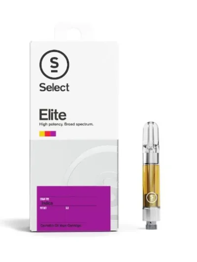 A Select Elite Granddaddy Purple 1G vape cartridge filled with potent, high-quality THC oil, ideal for relaxation and flavor enthusiasts.