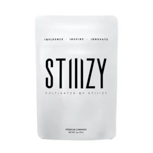 STIIIZY Blueberry Acai Indica 7G Mylar bag featuring bold branding and premium packaging.