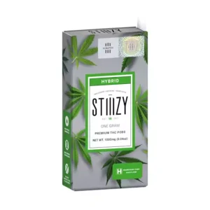 Stiiizy Granddaddy Purp vape pod, featuring high-quality cannabis oil with bold grape flavor and relaxing properties, showcased on a white background.