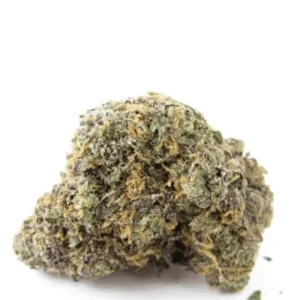 Dried Zoap cannabis buds with frosty trichomes, vibrant green and purple hues, and orange pistils, displayed on a clean white background.